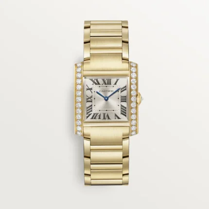 Cartier / TANK FRANÇAISE WATCH Tank Française watch, medium model, quartz movement. Case and faceted crown in 18K yellow gold (750/1000)Ref. WJTA0040